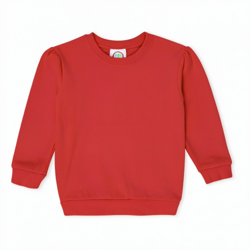 Girls Embroidered Puff Sleeve Sweatshirt